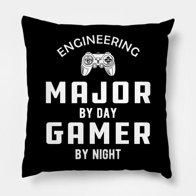 Engineering Major by day gamer by night Pillow by KC Happy Shop