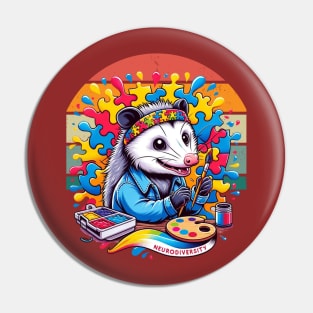 Neurodiversity Opossum Art Pin