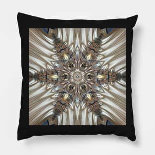 detailed and ornate art nouveau styled pattern in grey brown blue and beige Pillow