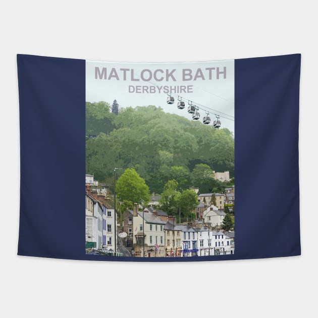 Derbyshire Peak District Matlock Bath . Travel location poster Tapestry by BarbaraGlebska