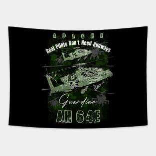 AH64 Apache Us Air Force  attack helicopter with cool saying REAL PILOTS DON'T NEED RUNWAYS Tapestry