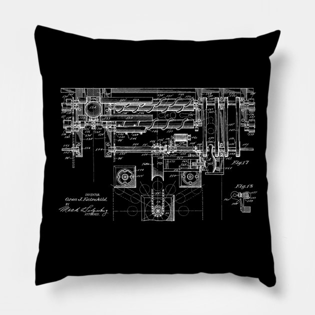 Automatic Bowling Machine Vintage Patent Drawing Pillow by TheYoungDesigns