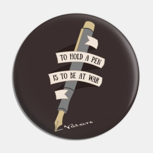 Dark Academia: Writing Quote by Voltaire Pin