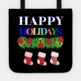 Cute Christmas Happy Holidays Poinsettia Tote