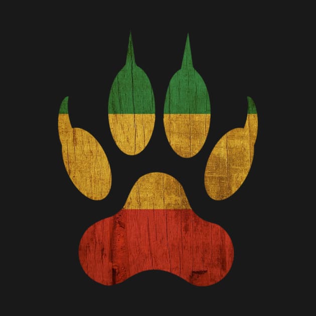 Lion Paw Print Rasta Reggae Ethiopia Jamaica Design by PerttyShirty