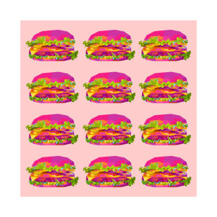 Burger Wpap Pop Art Pattern Pink background T-Shirt