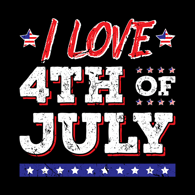 I Love 4th Of July Men Women USA by Humbas Fun Shirts