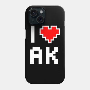I Love Alaska - Pixel heart for Alaskan gamer Phone Case