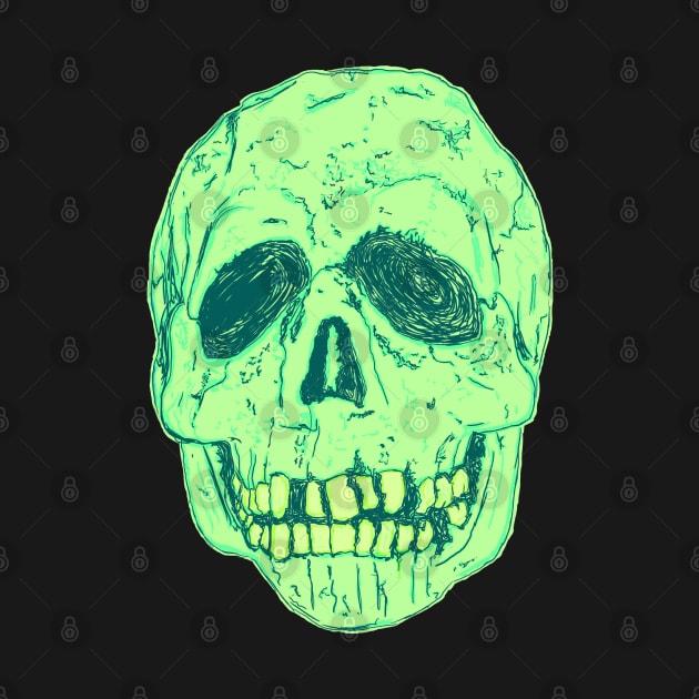 Silver Shamrock Skull (Neon Green) by attackofthegiantants