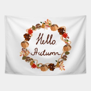 Hello autumn design fall Tapestry