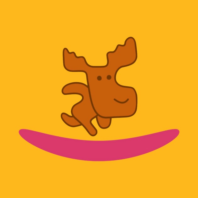 Mabel Pines Running Moose by Polka Toons