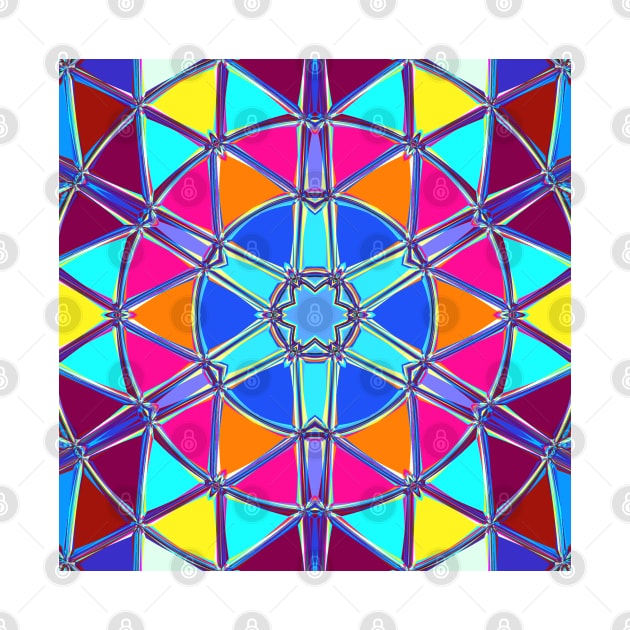 Cartoon Mandala Blue Pink Yellow and Orange by WormholeOrbital