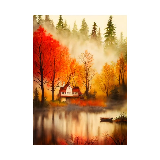 Colorful Autumn Landscape Watercolor 37 by redwitchart