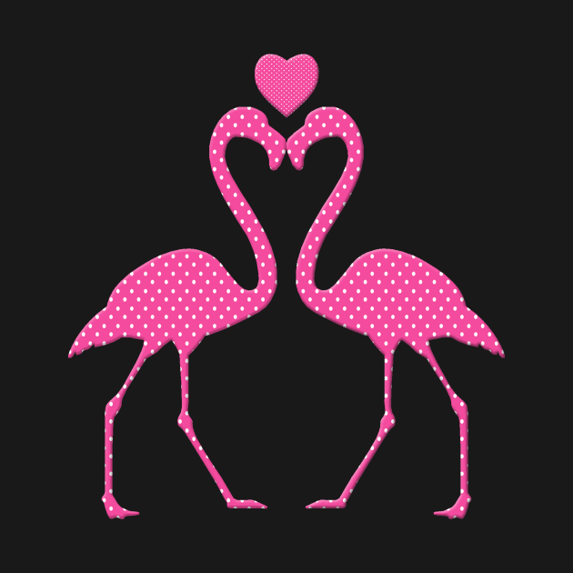 Pink Polka Dot Flamingo With A Heart by Atteestude