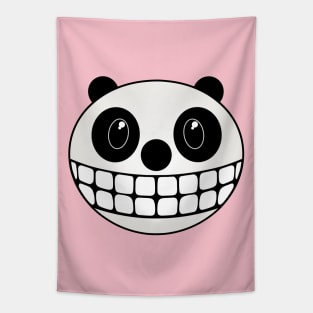 Grinning Cartoon Panda Bear Face Caricature Tapestry