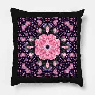 Crystal Hearts and Flowers Valentines Kaleidoscope pattern (Seamless) 28 Pillow