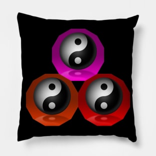 Yin Yang Triangle - Pink, Red and Orange Pillow