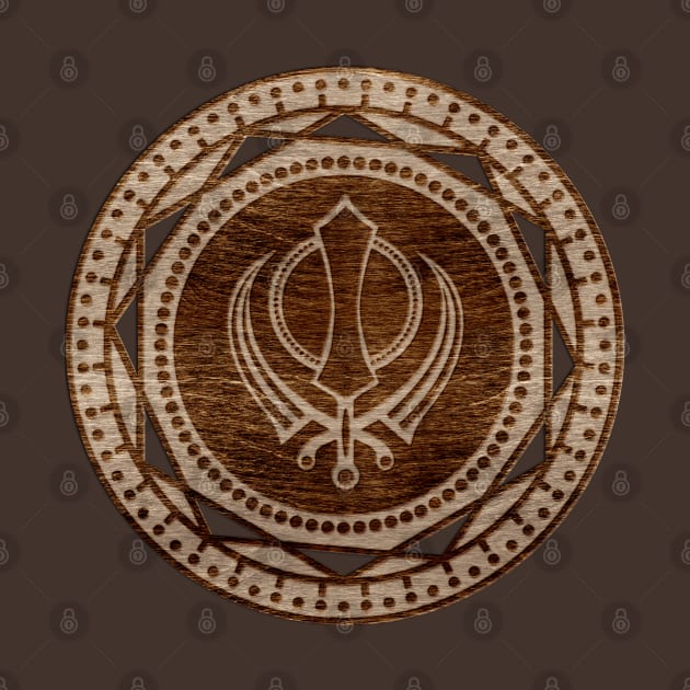 Khanda symbol on wooden texture by Nartissima