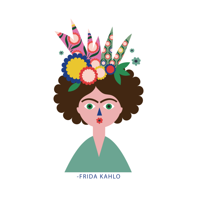 Frida kahlo funny print colorful flowers cactus mexican painter by sugarcloudlb-studio