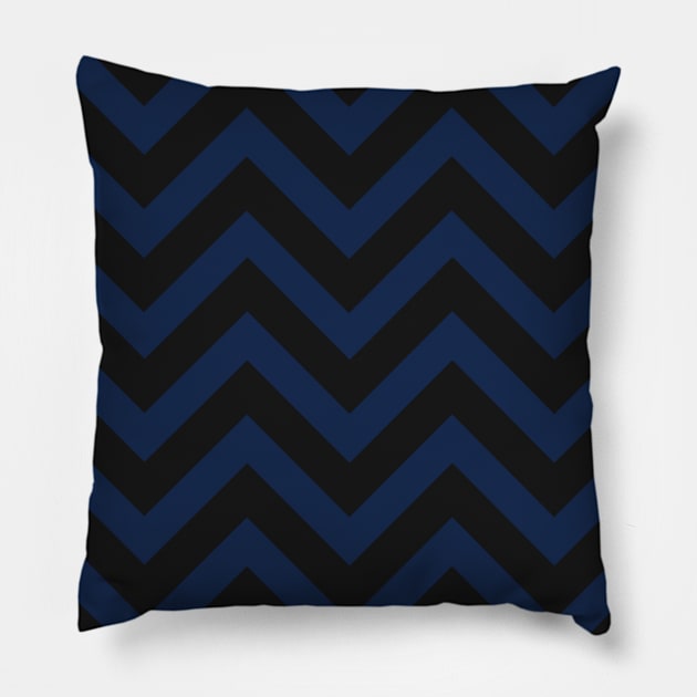 Black and Blue Chevron Zig Zag Stripes Pillow by OneThreeSix