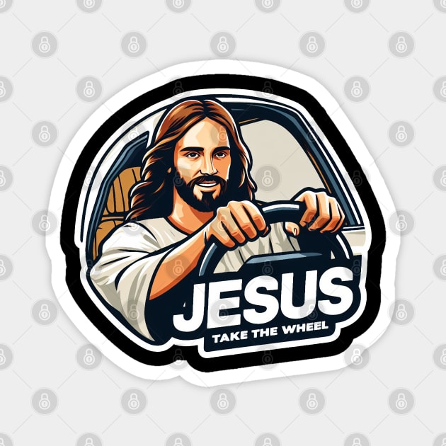 Jesus Take The Wheel Magnet by Plushism