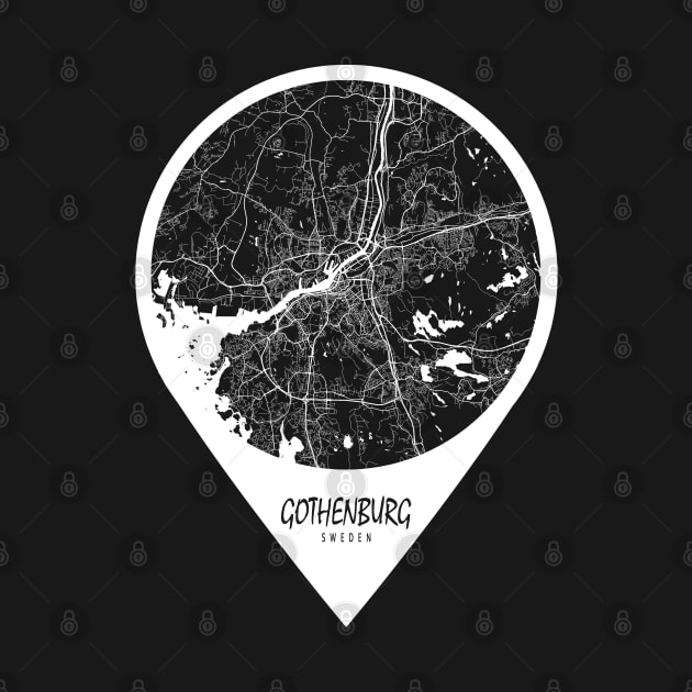 Gothenburg, Sweden City Map - Travel Pin by deMAP Studio