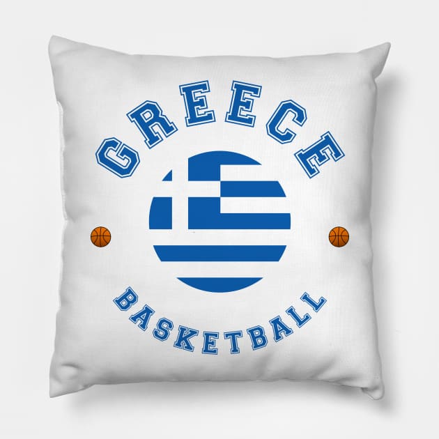 Greece Basketball Pillow by CulturedVisuals