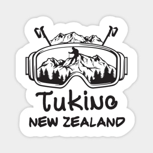 Skiing In Tukino New Zealand Magnet