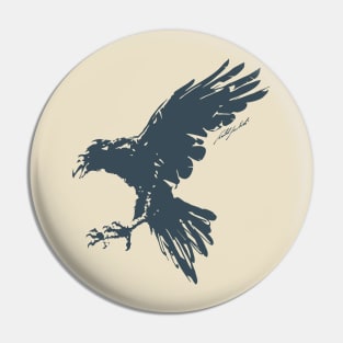 Handpainted Crow Pin