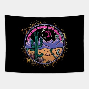 Sitting Here Wishing On A Neon Star Leopard Design Cactus Mountains Tapestry