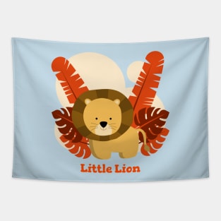 Orange Cute Little Lion Tapestry