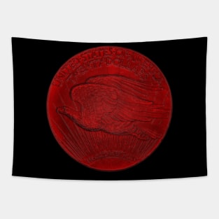 USA Twenty Dollars Coin in Red Tapestry