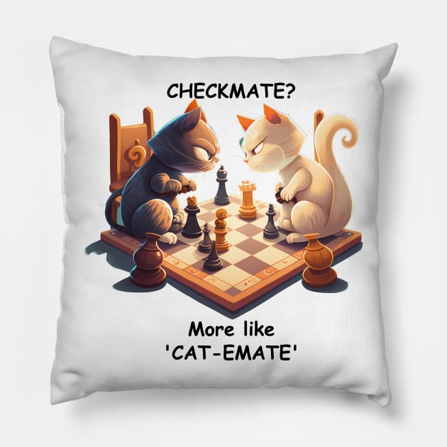 Checkmate? More like 'Cat-Emate' Pillow by MxxnTsg