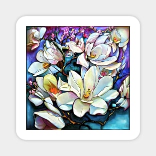 White magnolia Magnet