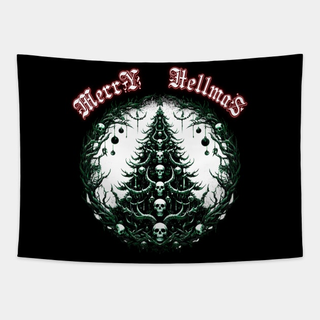 Macabre Christmas Tree Tapestry by MetalByte