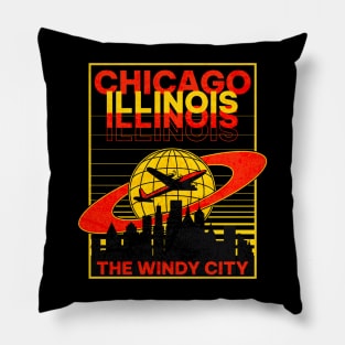 Chicago Illinois The Windy City Mid Century Airplane Pillow