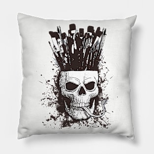 Skull artist brushes Pillow