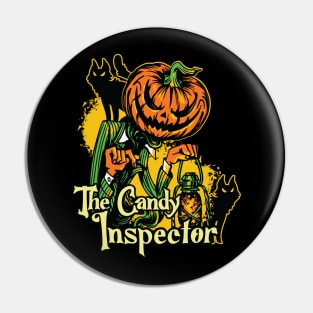 Candy Inspector Halloween Pumpkin Design Pin