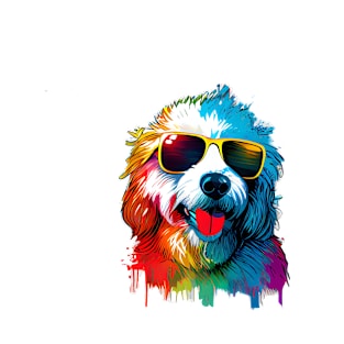 Colourful Cool Labradoodle Dog with Sunglasses T-Shirt