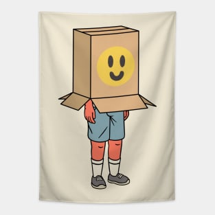 Boy in a cardboard box Tapestry