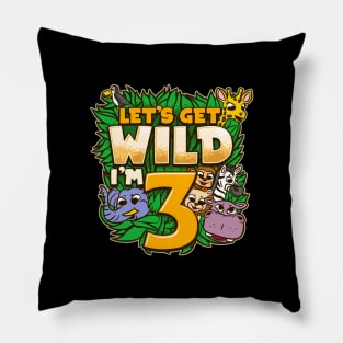 Let's Get Wild I'm 3 - Birthday Party Gift Pillow