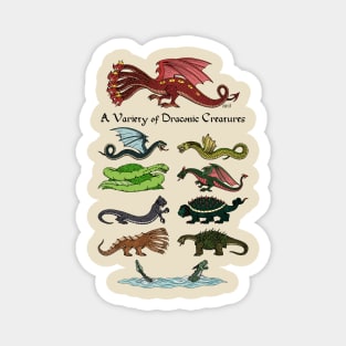 A Variety of Draconic Creatures Magnet