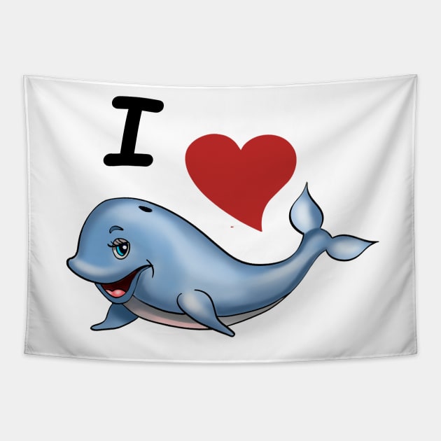 I Love Whales Tapestry by KissedbyNature