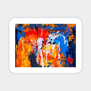 Orange and blue abstract painting Magnet