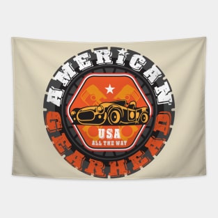 American Gearhead Orange Tapestry