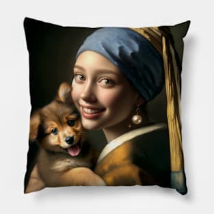 Puppy Love Pearls: National Puppy Day Pillow