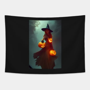 Pumpkin witch Tapestry