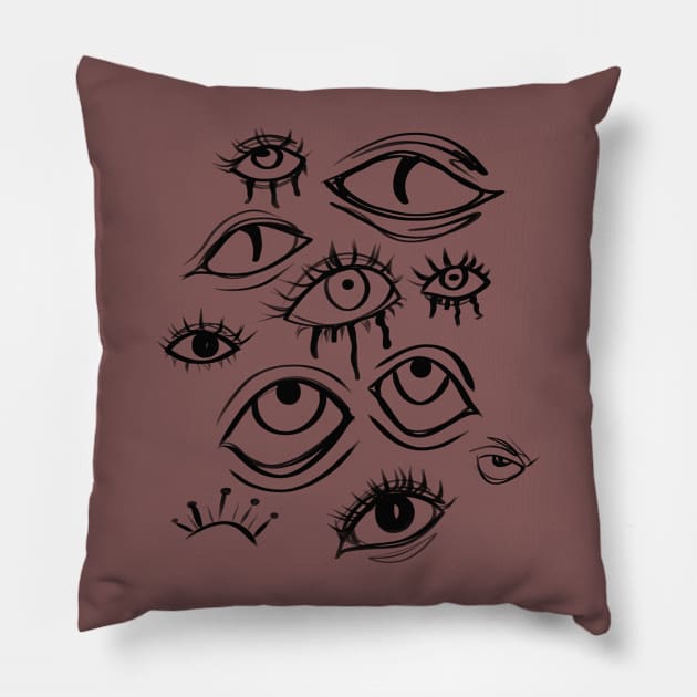 Women Goth T Shirt Distressed Eyeball Grunge Eyes Pillow by ISFdraw