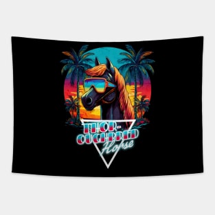 Retro Wave Thoroughbred Miami Horse Tapestry