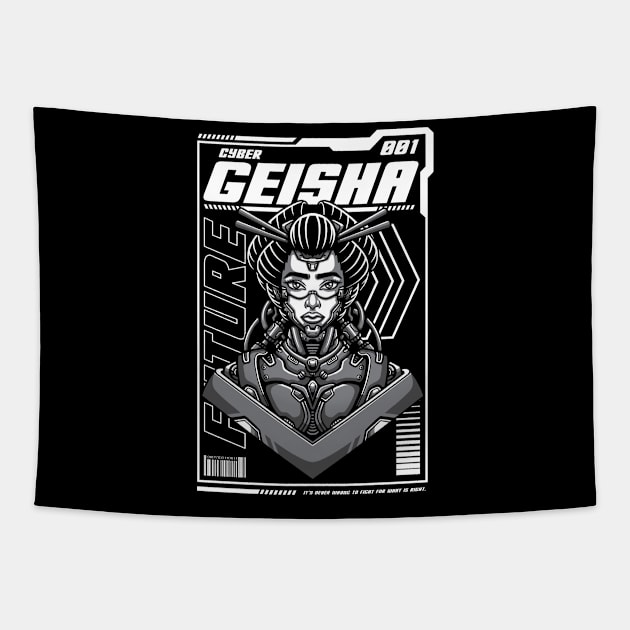 CYBERPUNK GEISHA Tapestry by imkram2x